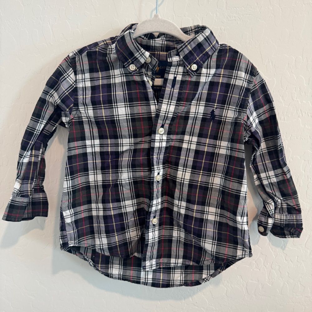 Ralph Lauren Long Sleeve Toddler Button Down Plaid Shirt 24M